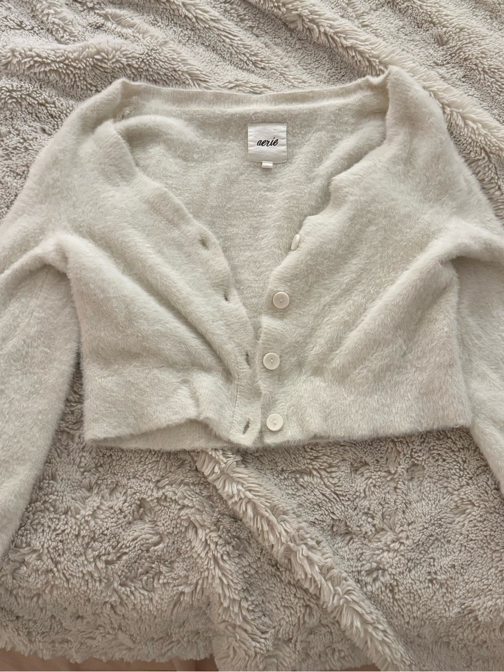 Aerie Fuzzy Cropped Cardigan